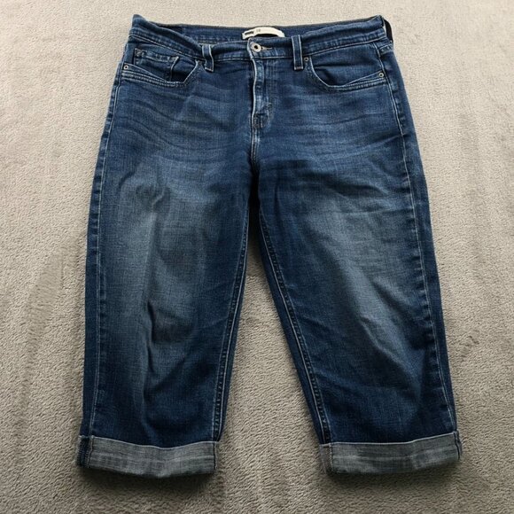 Levi's Womens Capri Jeans Size 10 Blue Denim Medium Wash Casual Rolled Hem - Picture 14 of 15